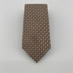 Jos. A. Bank Signature Collection 100% Silk Tie Tan Brown Blue Geometric